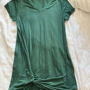 Green V-Neck Women’s Dress